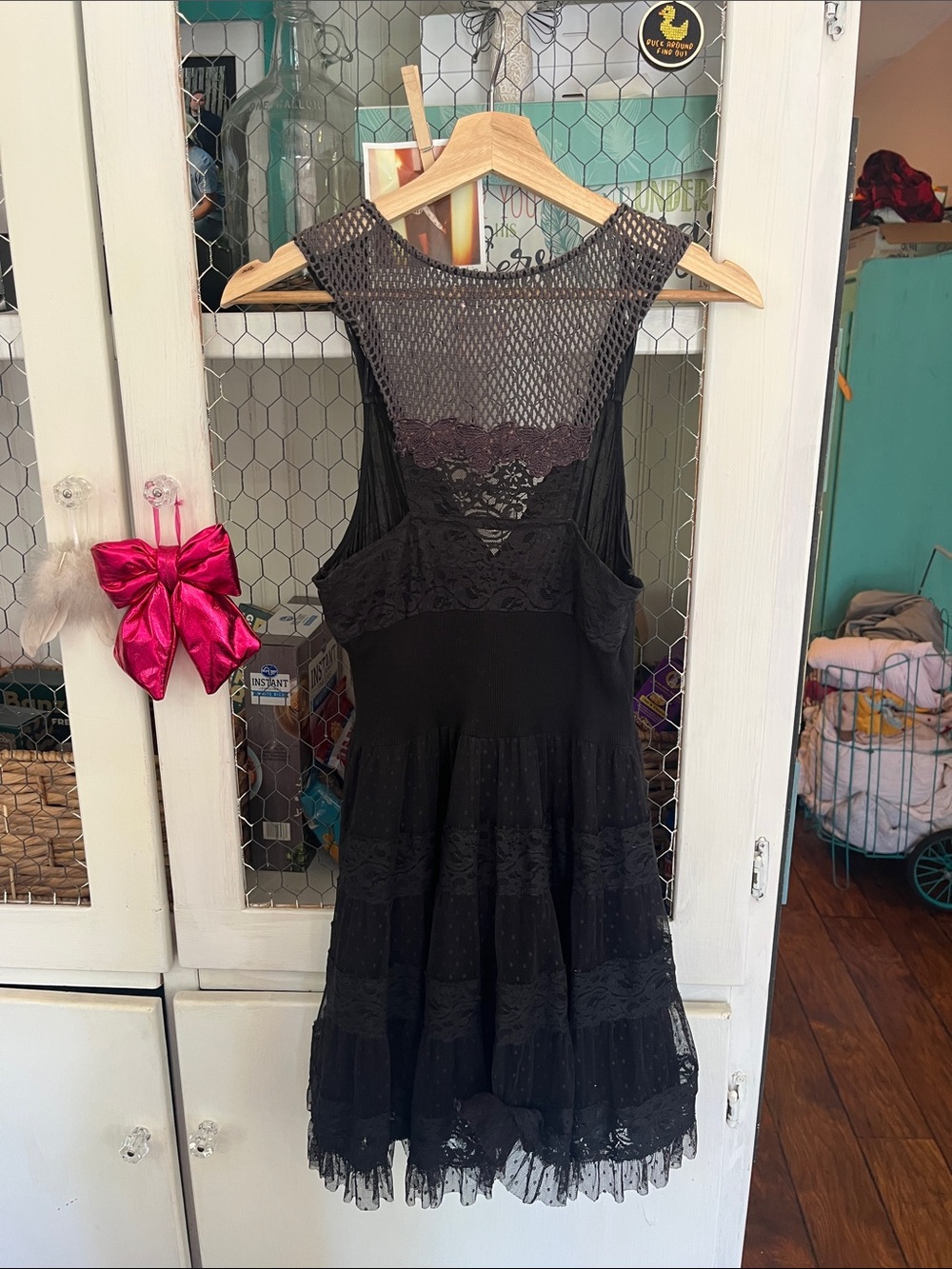 Vintage Free People Black Lace Mini Dress - Picture 6 of 8